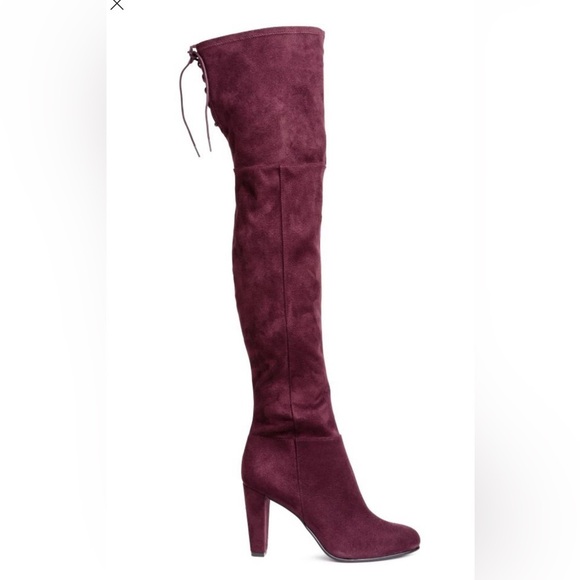 H&M Shoes - Women’s H&M over the knee faux suede high heel boot with lacing and zip closure